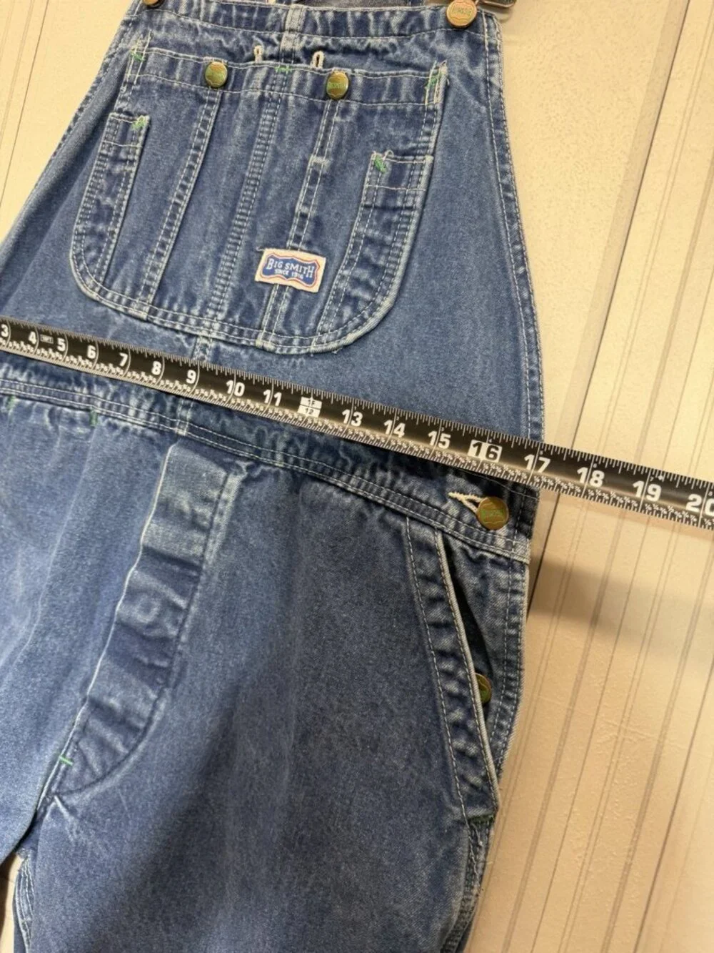 Vtg Big Smith Carpenter Overalls Blue Denim Work Bibs Men 36x30 Large Farm